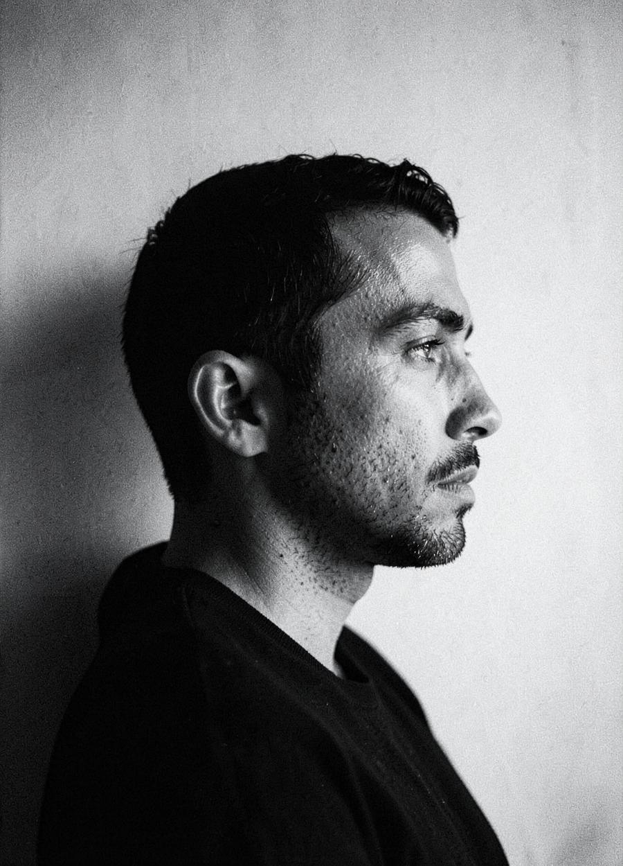 Black and white profile portrait of a man